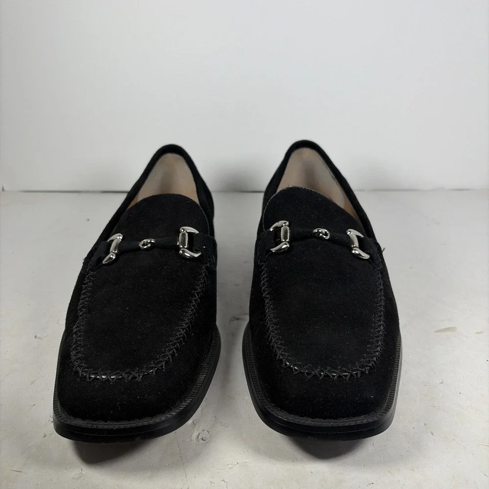 Size 7.5 Zengara Black Suede Leather Bit Loafers Z300691